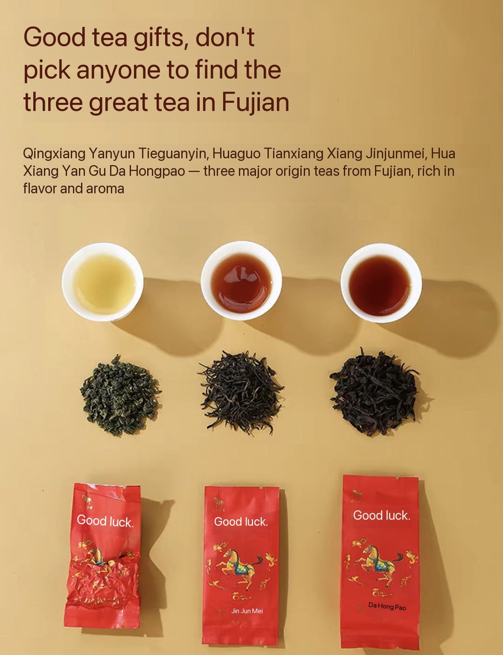 Tea gift box set (Jin Jun Mei, Dahong Pao, Tieguanyin)
