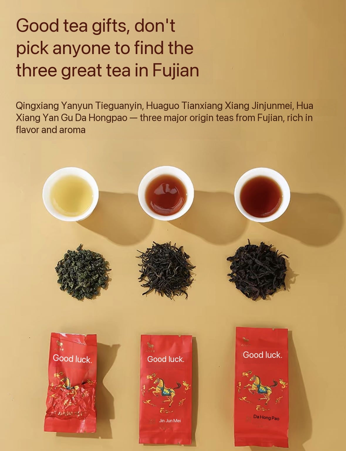 Tea gift box set (Jin Jun Mei, Dahong Pao, Tieguanyin)