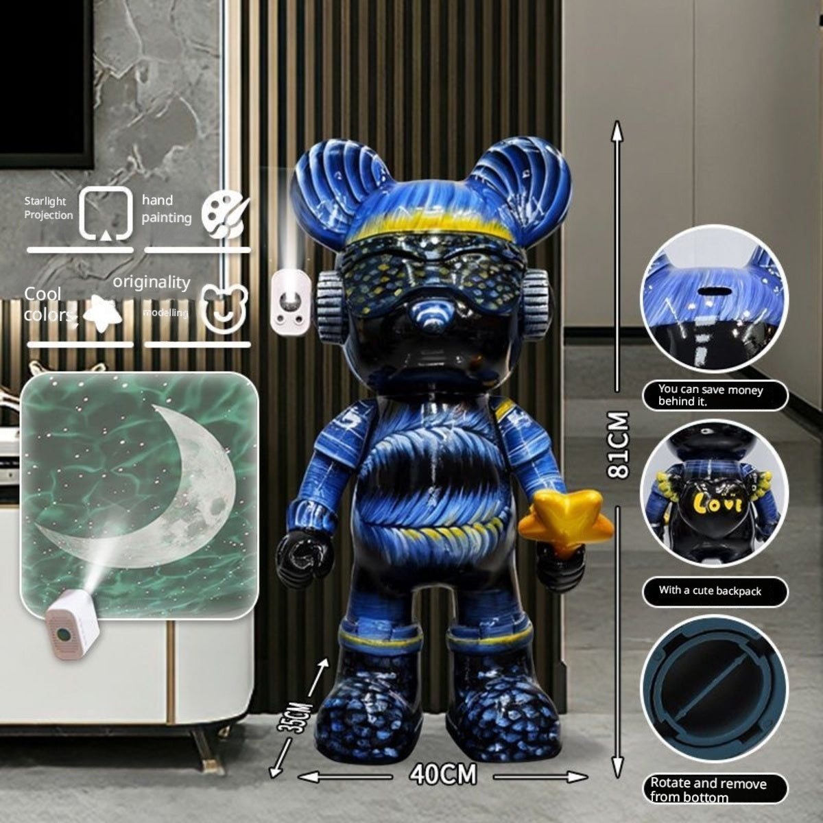 Large interstellar space bear living room ornament floor decoration