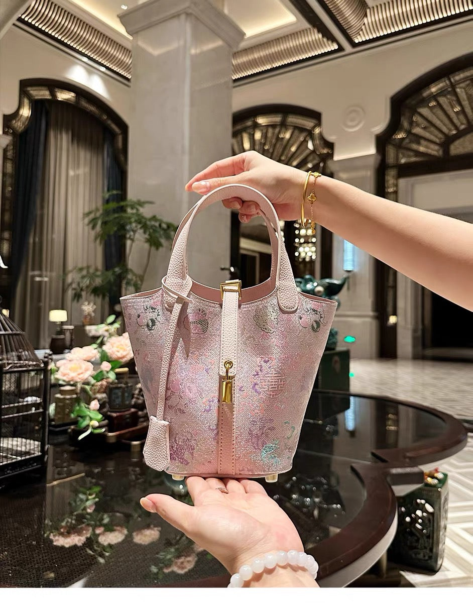 Traditional Chinese Folk Art Songzhi Water Bucket Bag for Women