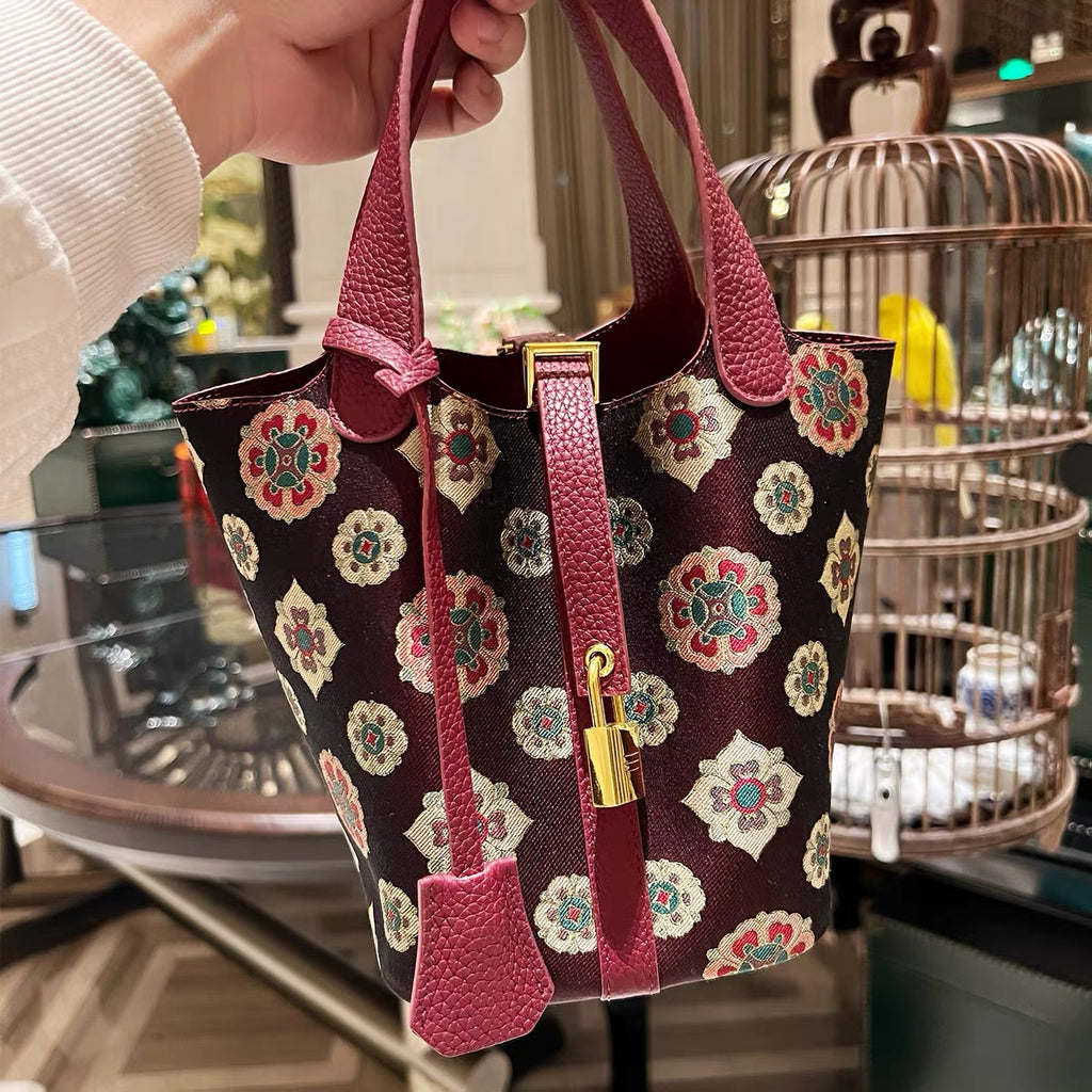 Traditional Chinese Folk Art Songzhi Water Bucket Bag for Women