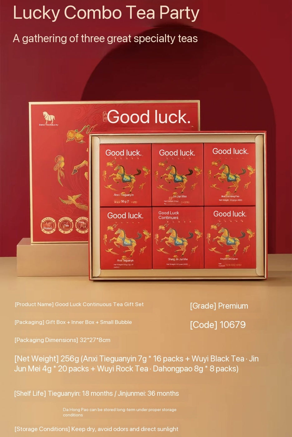 Tea gift box set (Jin Jun Mei, Dahong Pao, Tieguanyin)