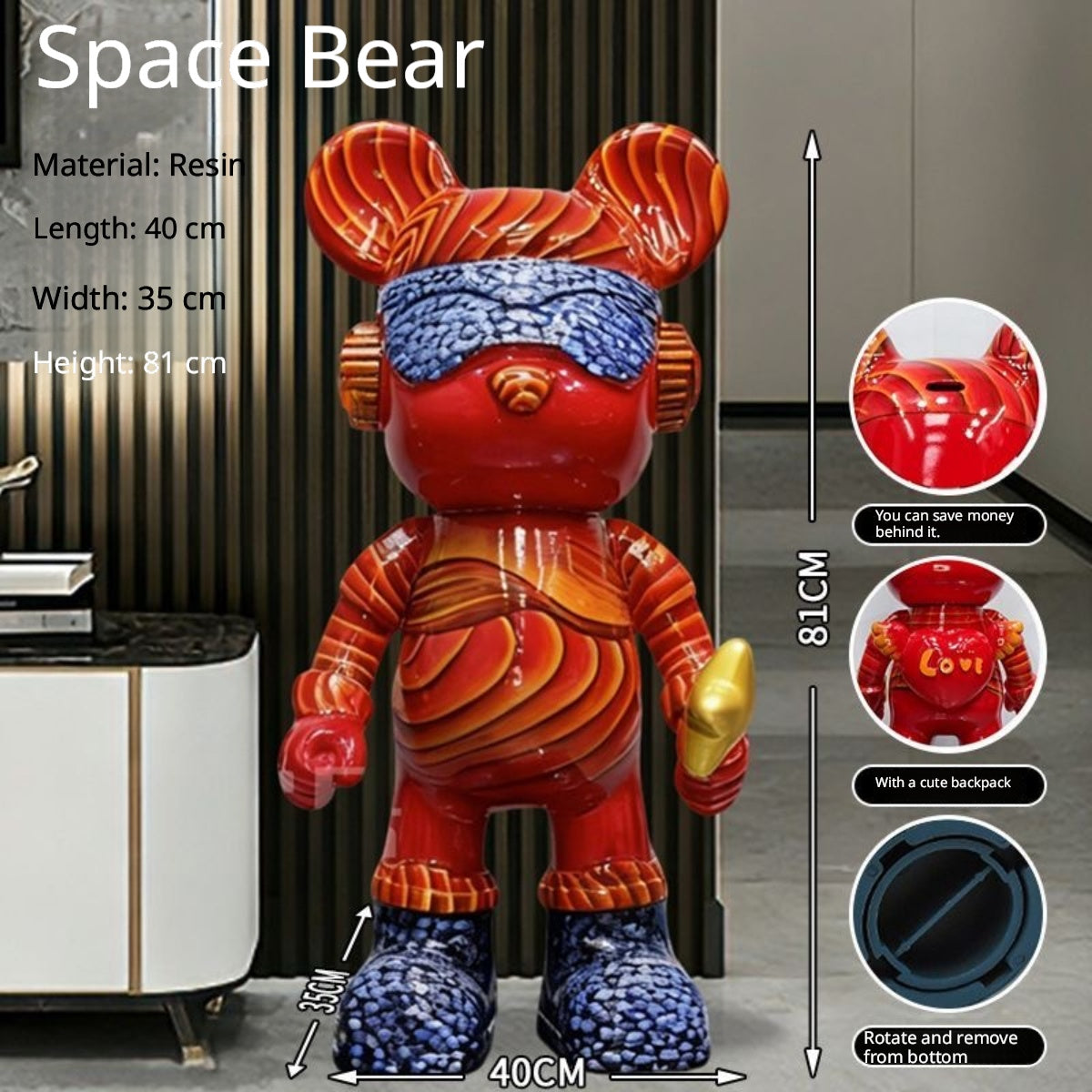 Large interstellar space bear living room ornament floor decoration