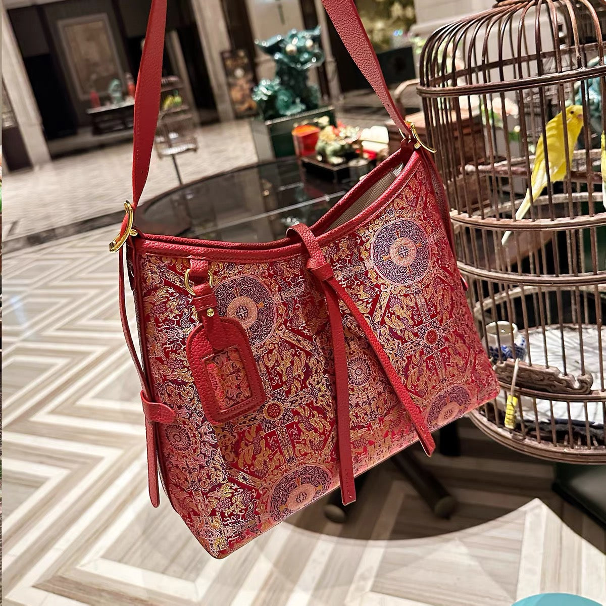 New Chinese-style intangible cultural heritage Songzhi silk braided bag for the lower part of the arm (female version)