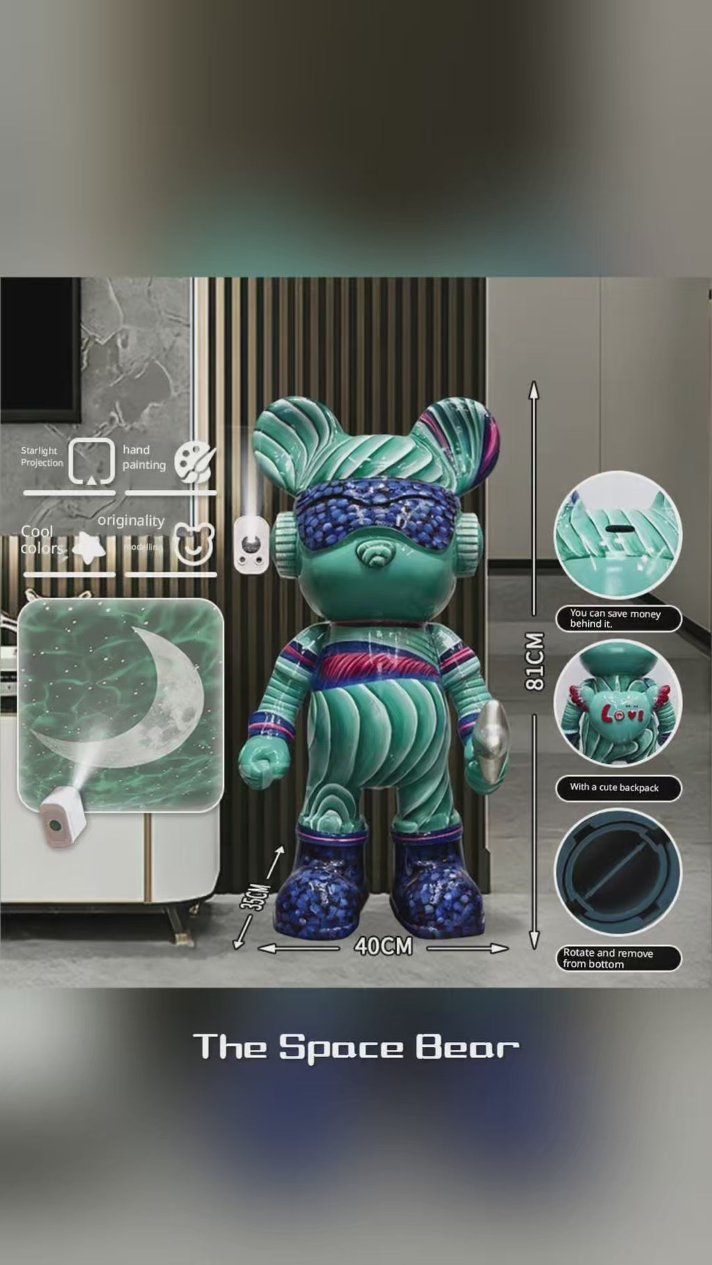 Large interstellar space bear living room ornament floor decoration